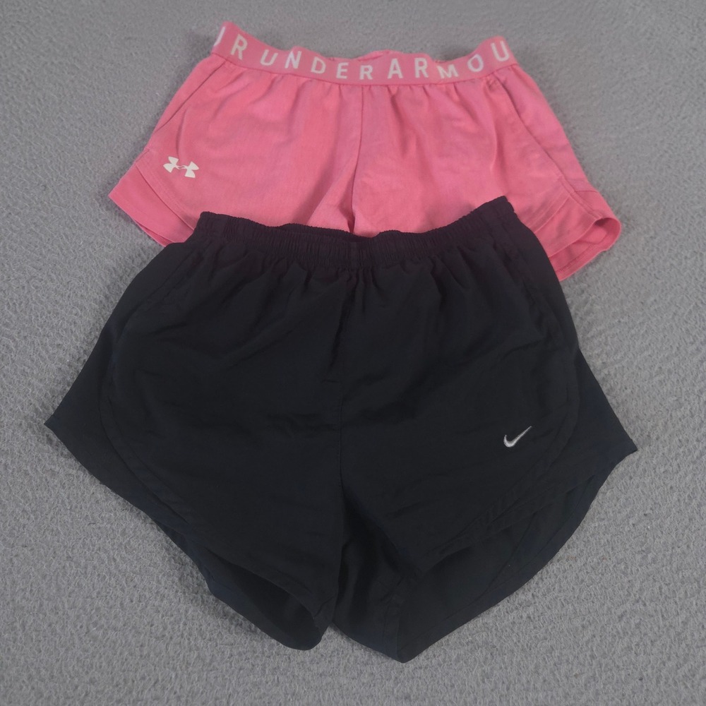 LOT OF 2 Under Armour x Nike Shorts Womens XS Play Up Twist 3.0 Dri-FIT Tempo